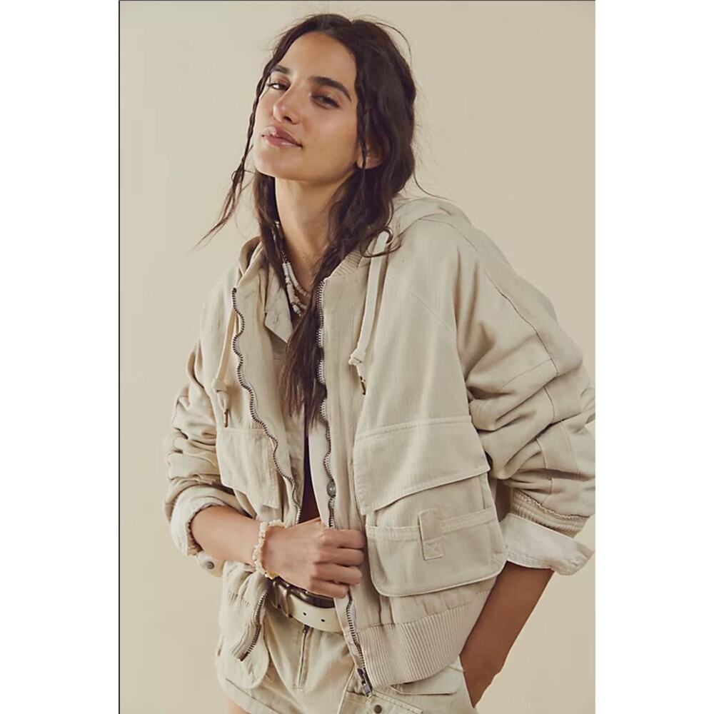 Free People We The Free Hooded Jacket Top Utility Oversized Zip-up XS New 234491